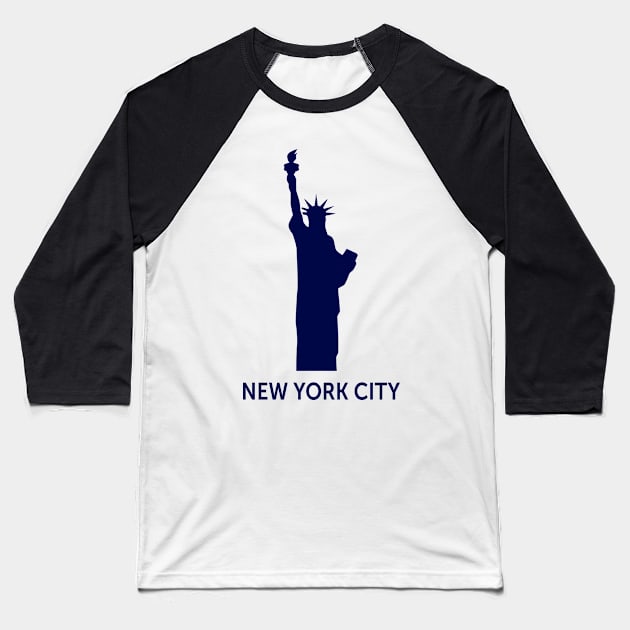 New York City Statue Of Liberty Baseball T-Shirt by byebyesally